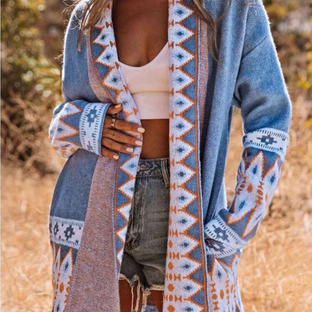 New Boho Style  open front Cardigan Sweater